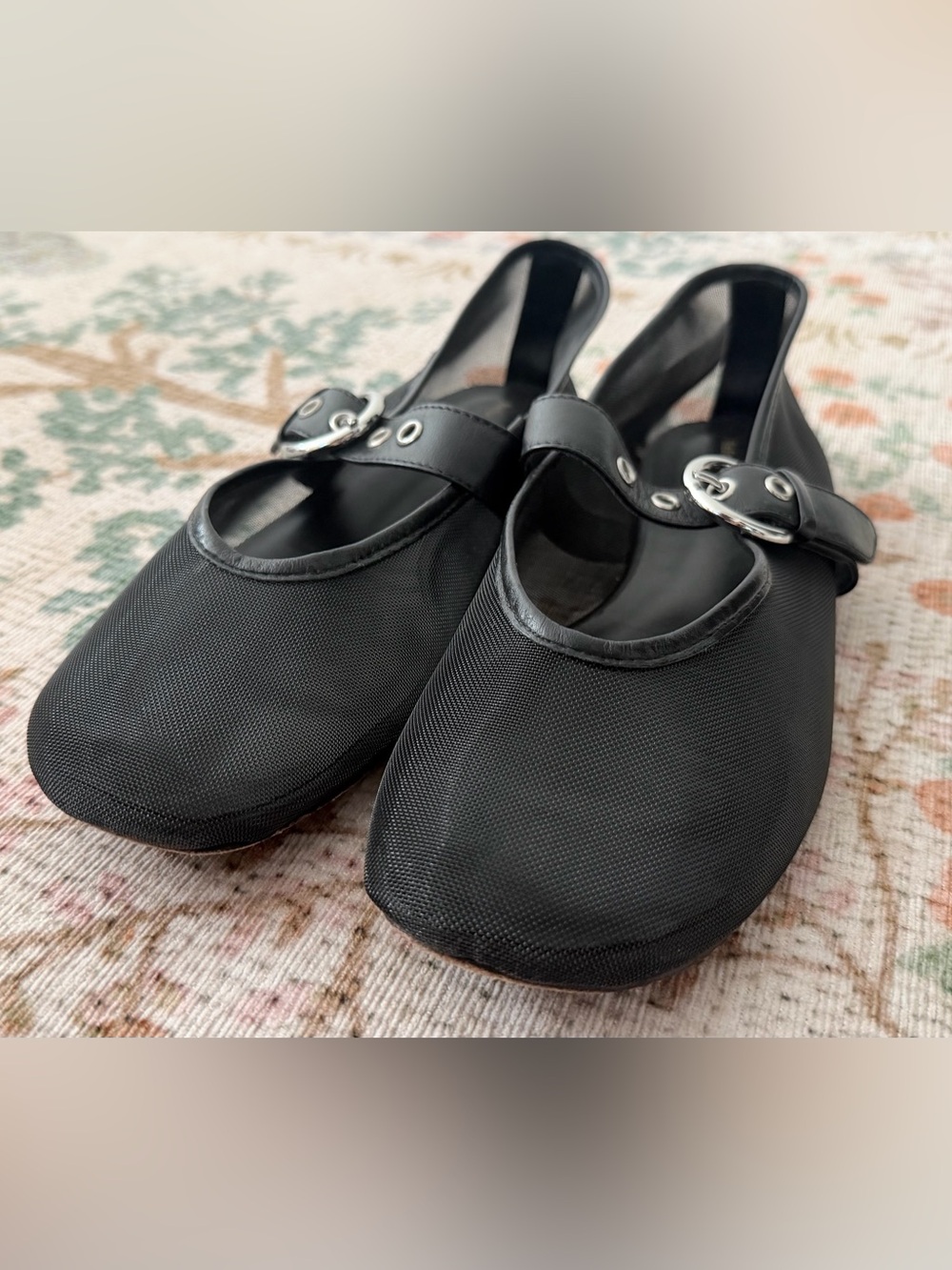 Reformation Bethany Ballet Flat Black Mesh Size 8.5 - Picture 6 of 12